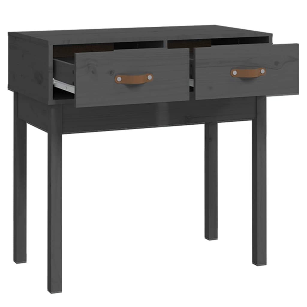 Mesa Consola De Madera Maciza De Pino Gris 76,5x40x75 Cm_2