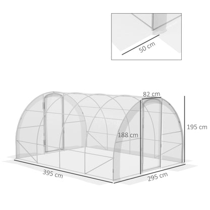 Outsunny Invernadero De Túnel 4x3x2 M Con 2 Puertas Transparente_2