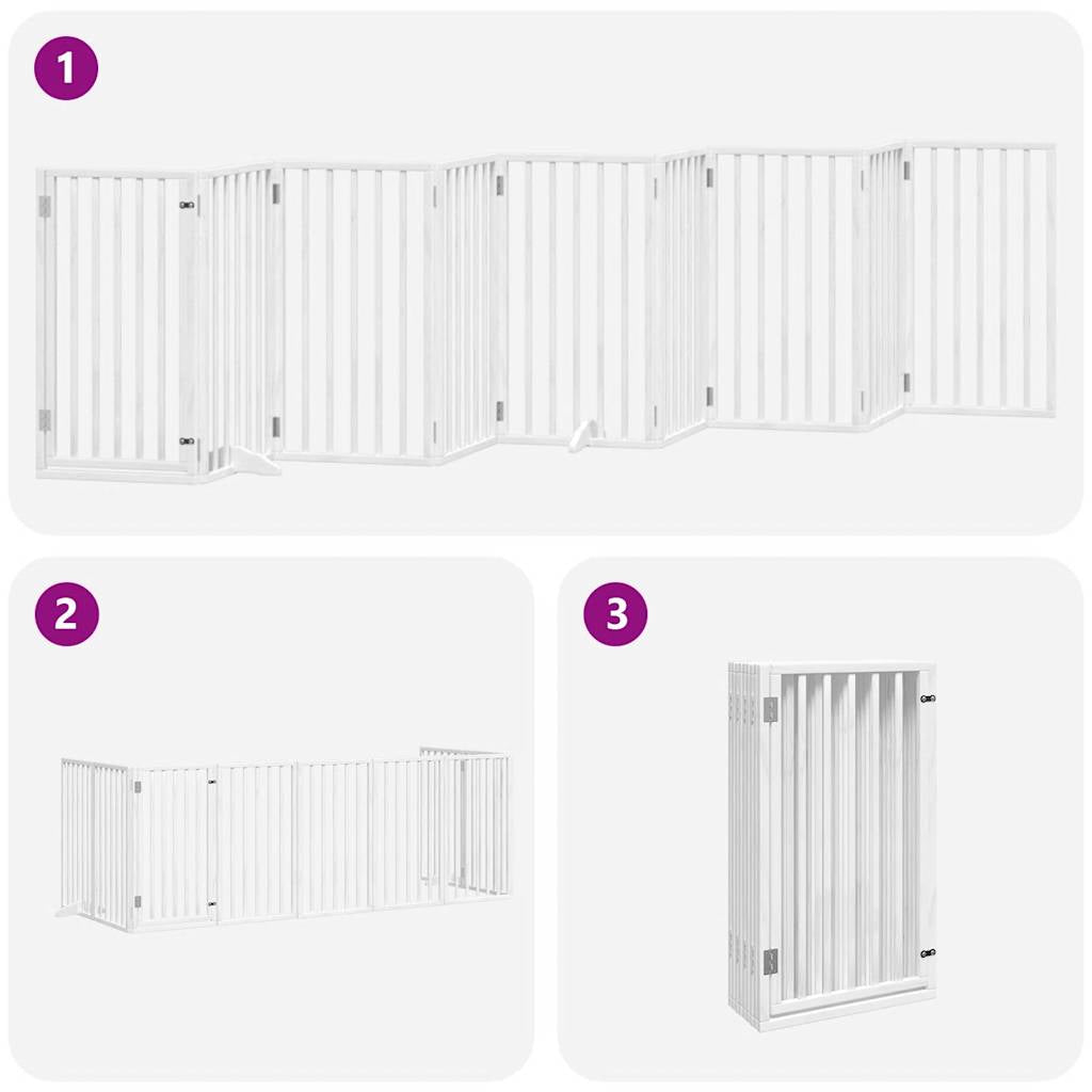 Vidaxl Puerta Para Perros Plegable 9 Paneles Madera Álamo Blanca 450cm_4