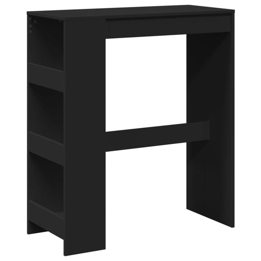 Mesa Alta Con Estantes Madera Ingeniería Negra 90x40x103,5 Cm_0