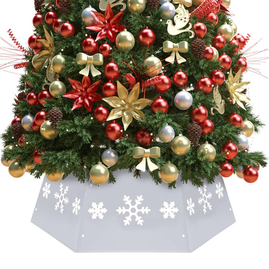 Vidaxl Falda Del Árbol De Navidad Plateada Y Blanca Ø68x25 Cm_1