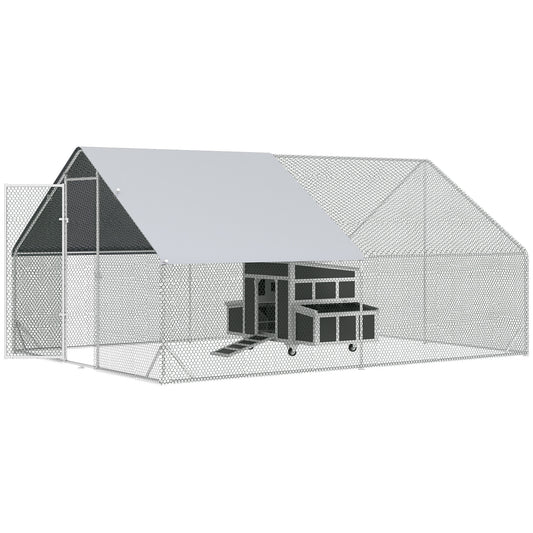 Pawhut Conjunto De 1 Gallinero De Madera Y 1 Gallinero Para Exterior Grande_0