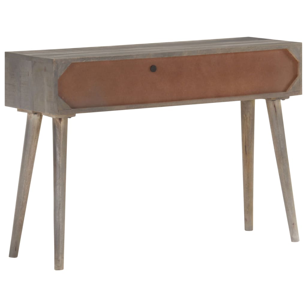 Mesa Consola De Madera Maciza De Mango Gris 110x35x75 Cm_2