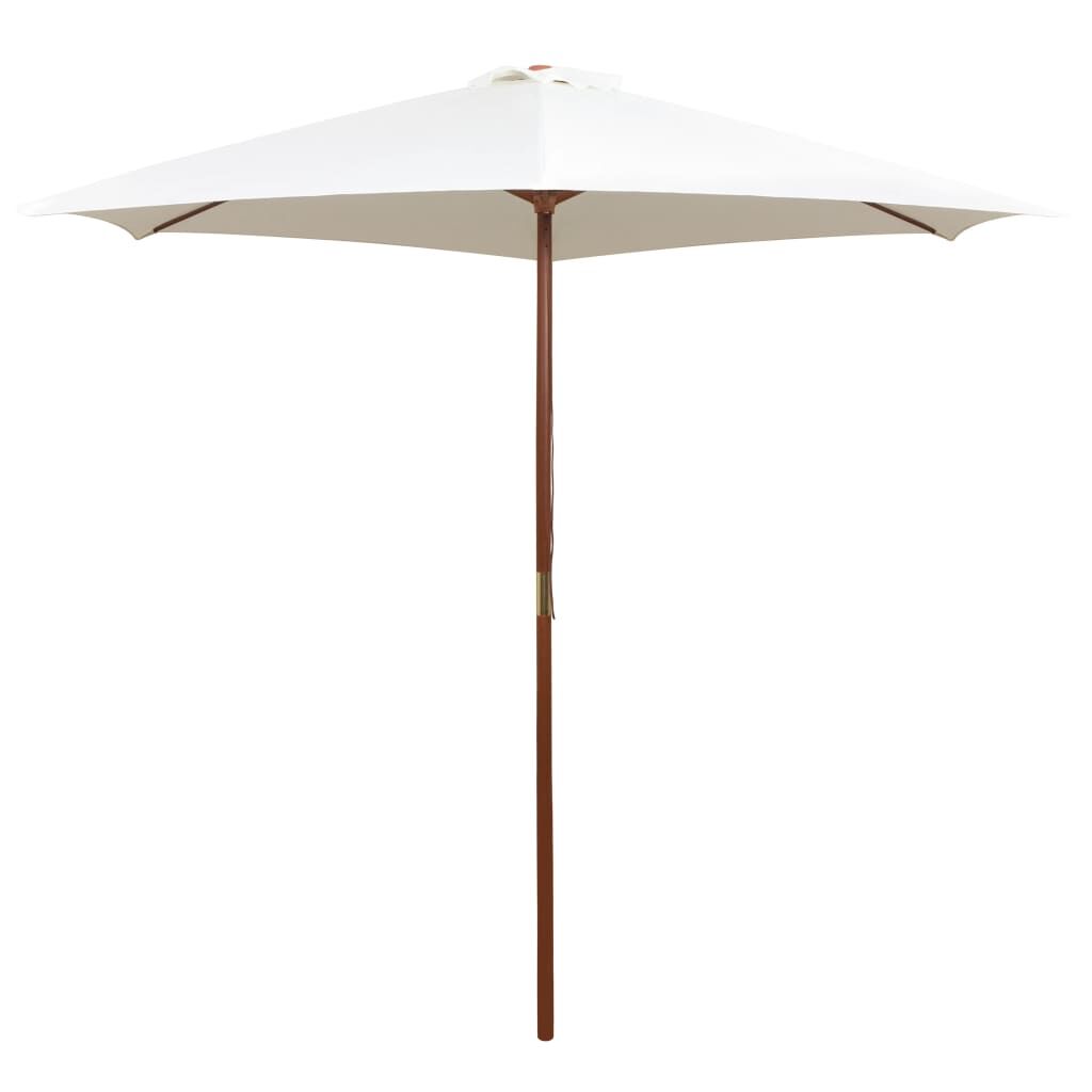 Vidaxl Sombrilla Con Palo De Madera Blanco Crema 270x270 Cm_0
