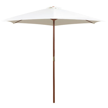 Vidaxl Sombrilla Con Palo De Madera Blanco Crema 270x270 Cm_0