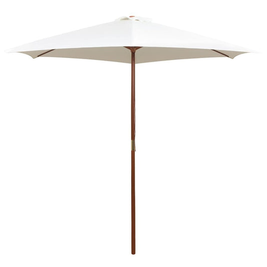 Vidaxl Sombrilla Con Palo De Madera Blanco Crema 270x270 Cm_0