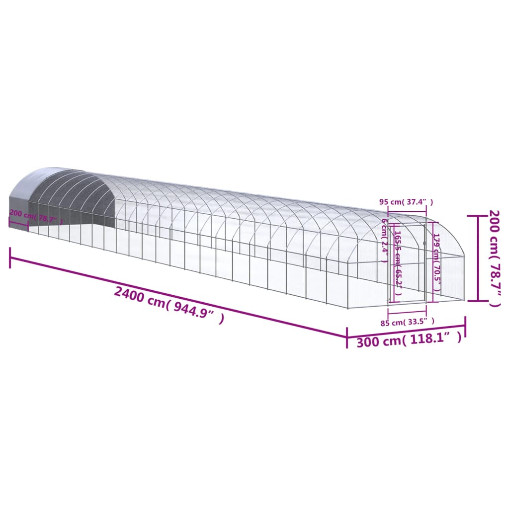 Vidaxl Gallinero De Exterior De Acero Galvanizado 3x24x2 M_2