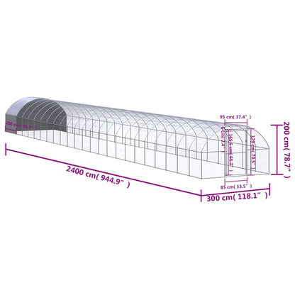 Vidaxl Gallinero De Exterior De Acero Galvanizado 3x24x2 M_2