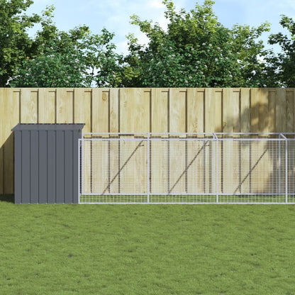 Vidaxl Caseta Perros Con Corral Acero Galvanizado Gris 110x609x110 Cm_1