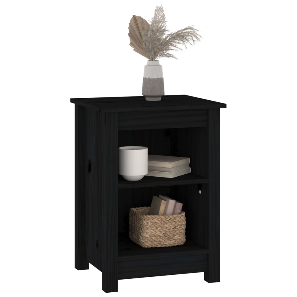 Mesitas De Noche 2 Uds Madera Maciza De Pino Negro 40x35x55 Cm_4