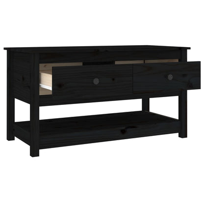 Mesa De Centro De Madera Maciza De Pino Negro 102x49x55 Cm_3