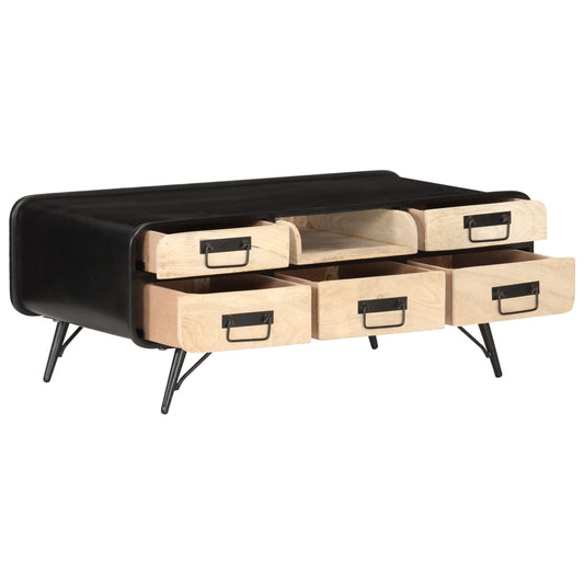 Mesa De Centro Madera Maciza De Mango 100x50x40 Cm_0