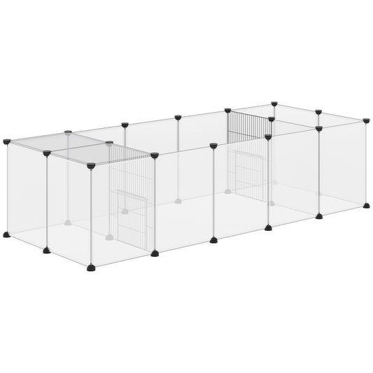 Pawhut Valla Para Mascotas Diy Con 20 Paneles De Resina 175x70x45 Cm Blanco_0