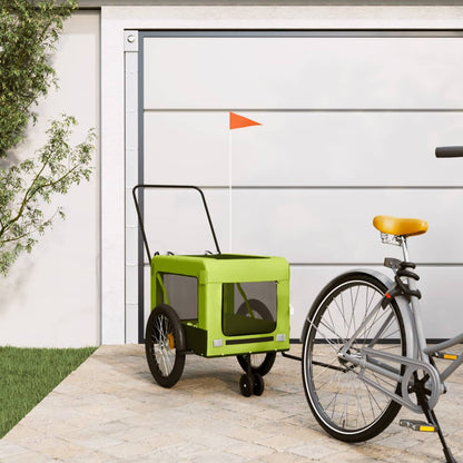 Vidaxl Remolque De Bicicleta Mascotas Hierro Tela Oxford Verde Negro_1
