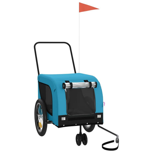 Vidaxl Remolque De Bicicleta Mascotas Hierro Tela Oxford Azul Negro_0