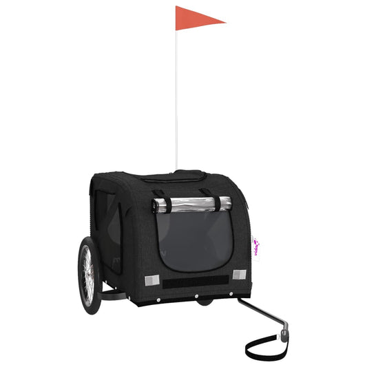 Vidaxl Remolque De Bicicleta Mascotas Hierro Tela Oxford Negro_0