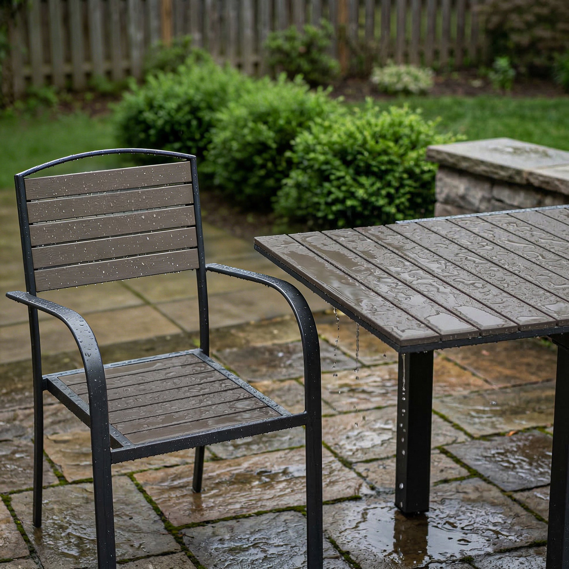 Outsunny Conjunto De Mesa Y Sillas Jardín Con 8 Sillas Y Mesa Extensible Gris_3