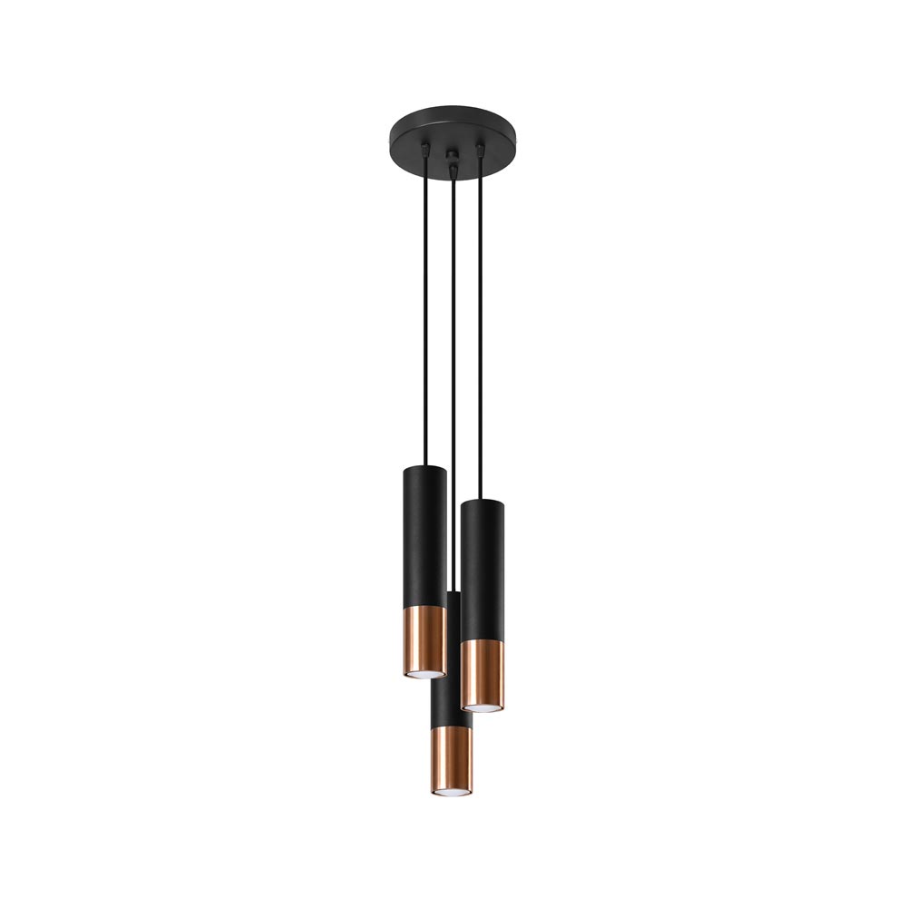 Lámpara De Techo Loopez 3p Negro, Gu10/cobre_1