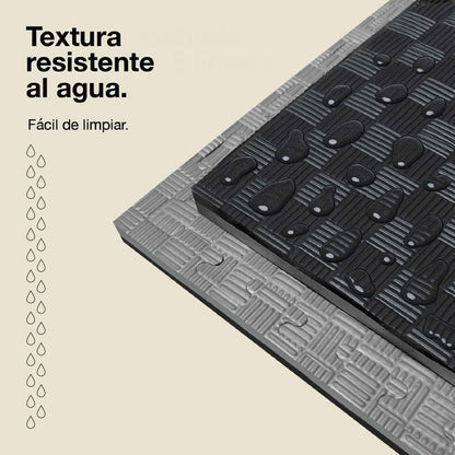 Tatami Puzzle 2cm 100x100cm, Pack 4 Unidades – Superficie 5 Líneas Gris/negro Jowy_4