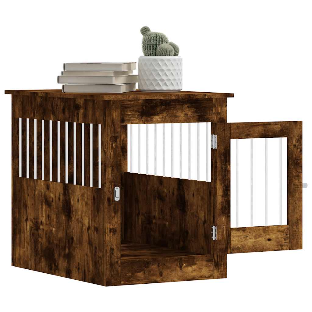 Jaula Para Perros Madera Ingeniería Roble Ahumado 55x80x68 Cm_4