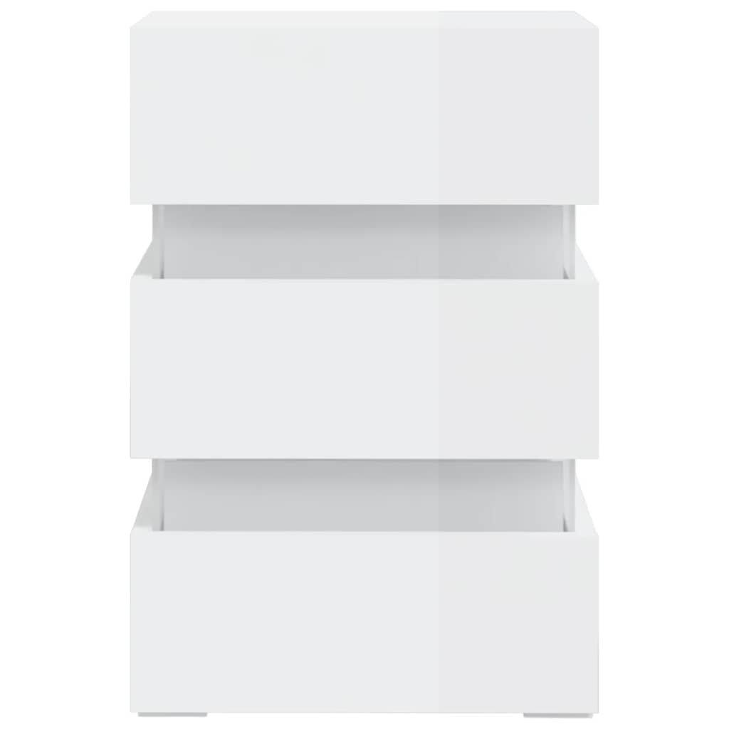 Mesita De Noche Led Madera Ingeniería Blanco Brillo 45x35x67 Cm_3