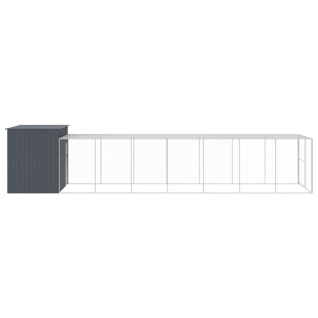 Vidaxl Caseta Perros Con Corral Acero Galvanizado Gris 214x865x181 Cm_3