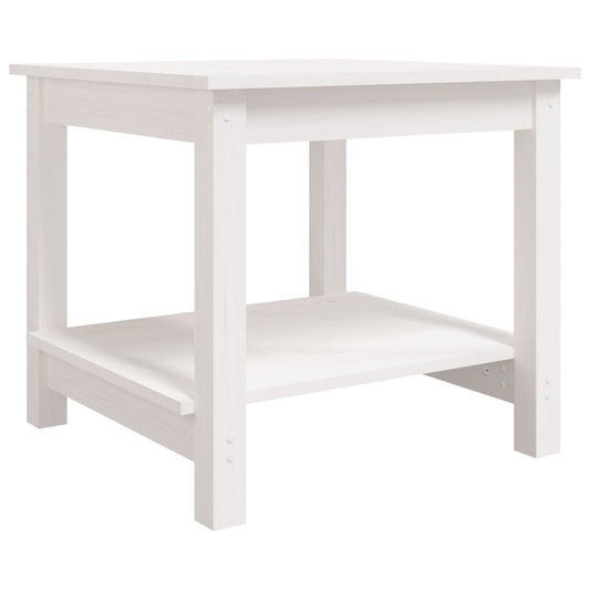 Mesa De Centro De Madera Maciza De Pino Blanca 50x50x45 Cm_0