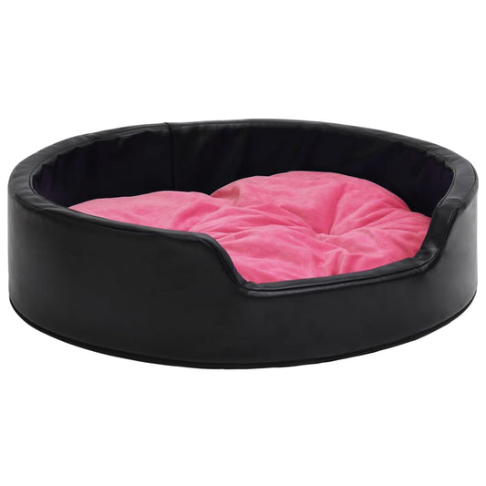 Vidaxl Cama De Perros Felpa Y Cuero Sintético Negro Y Rosa 99x89x21 Cm_0