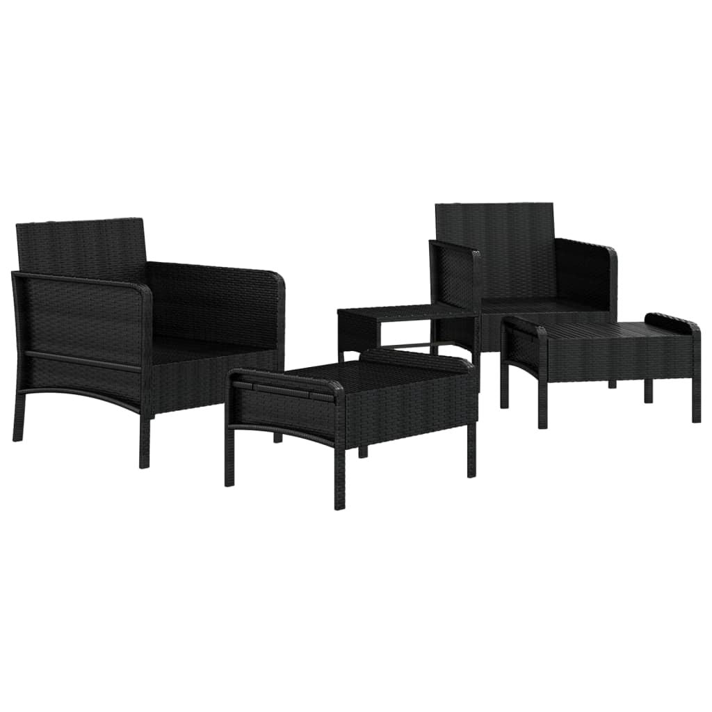 Vidaxl Set De Muebles De Jardín 5 Pzas Y Cojines Ratán Sintético Negro_3