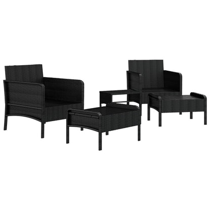 Vidaxl Set De Muebles De Jardín 5 Pzas Y Cojines Ratán Sintético Negro_3