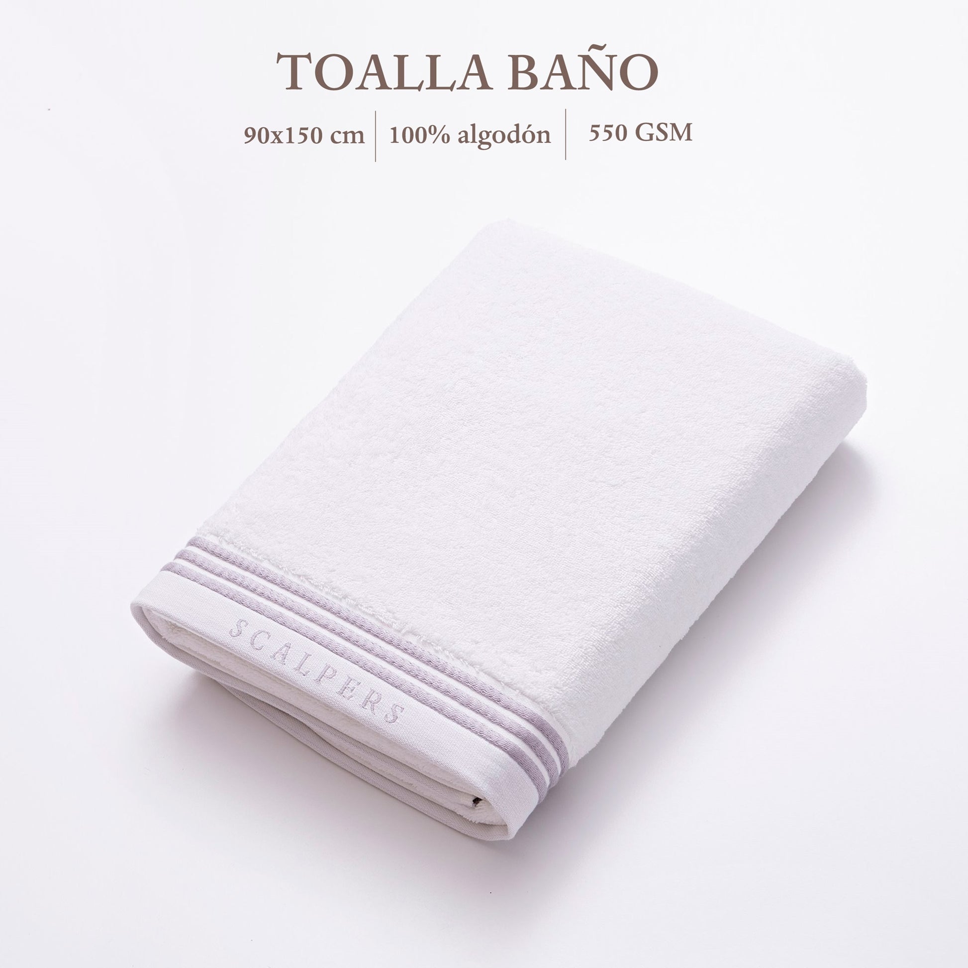 Toalla De Baño 90x150cm 100% Algodón 550gsm Blanco Con Rayas Scalpers Home_1