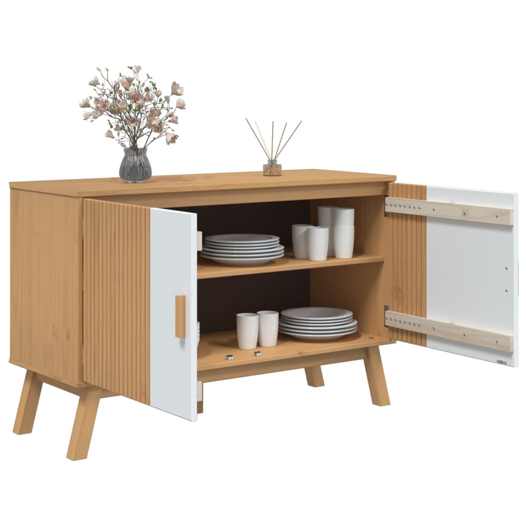 Aparador Olden Madera Maciza Pino Blanco Y Marrón 114x43x73,5cm / Vetonek_4