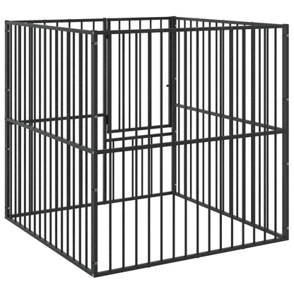 Vidaxl Corralito Para Perros Con 4 Paneles Acero Galvanizado Negro_0