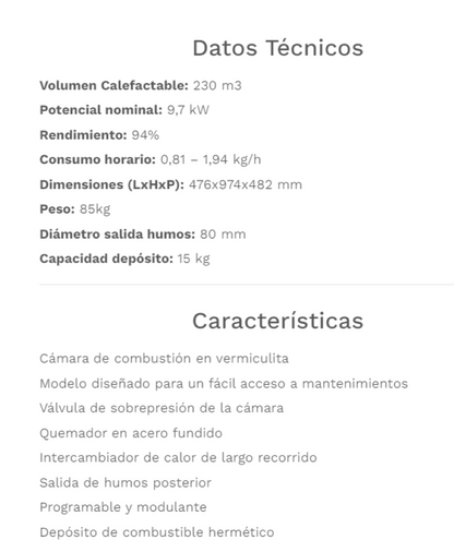 Fabricalor Estufa De Pellets Élite 10 Marrón Ventilada_1