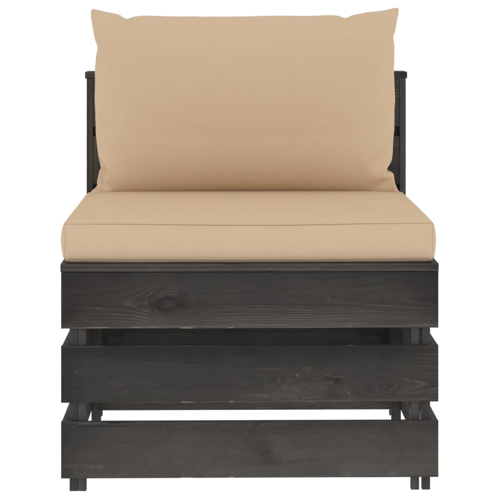 Muebles De Jardín 3 Piezas Con Cojines Madera Impregnada Gris / Vetonek_1