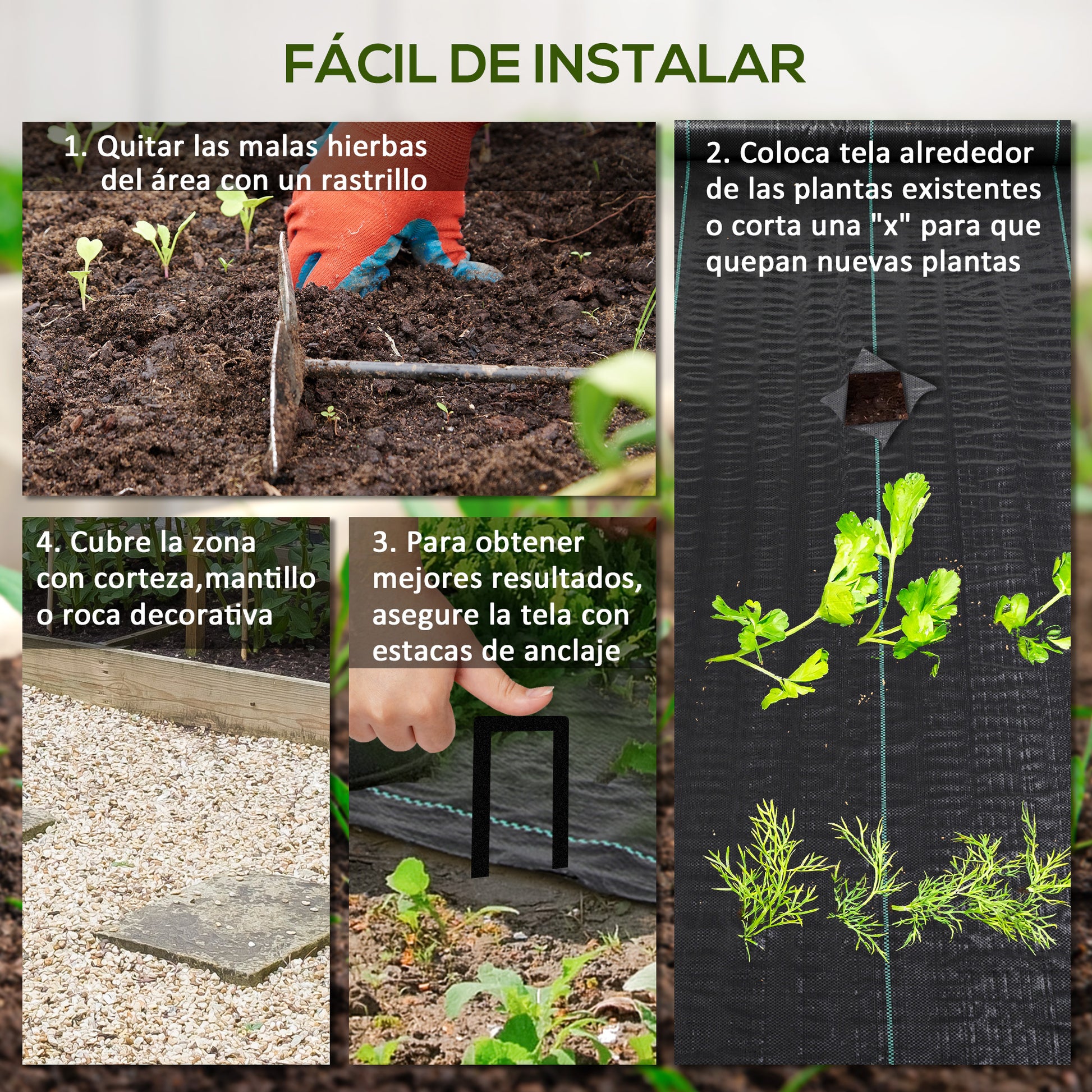 Outsunny Malla Antimaleza 2x50 M 130 G/m² Para Control De Malezas Malas Negro_4