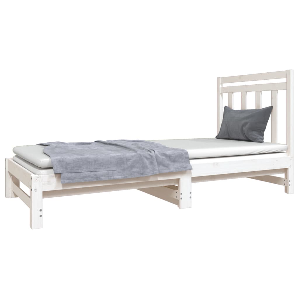 Sofá Cama Extraíble Madera Maciza De Pino Blanco 2x(90x190) Cm / Vetonek_0