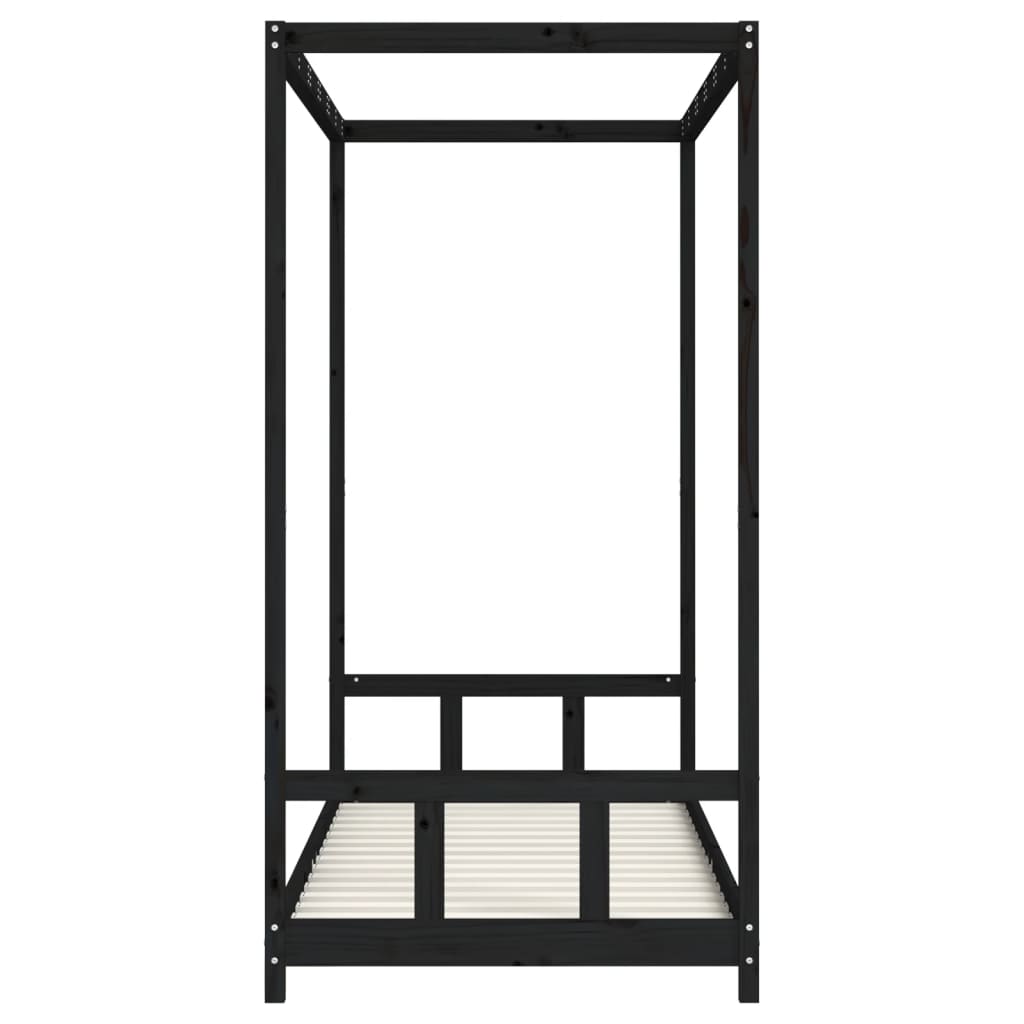 Estructura De Cama Para Niños Madera De Pino Negro 90x200 Cm / Vetonek_1