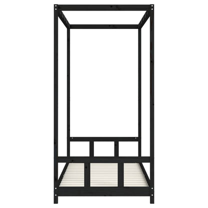 Estructura De Cama Para Niños Madera De Pino Negro 90x200 Cm / Vetonek_1
