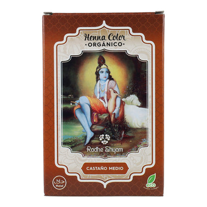 Tinte Henna Castañao medio en polvo Radhe Shyam 100 g
