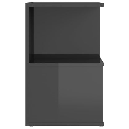 Mesita De Noche Madera De Ingeniería Gris Brillo 35x35x55 Cm_3