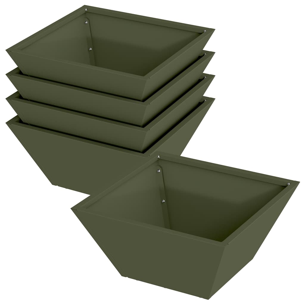 Maceta Para Jardín 5 Pcs Verde Oliva 35 X 35 X 15 Cm_0