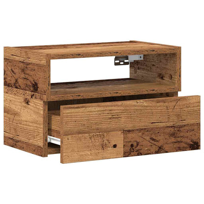 Mesita De Noche De Pared Madera Vieja 45x26x28,5 Cm_3