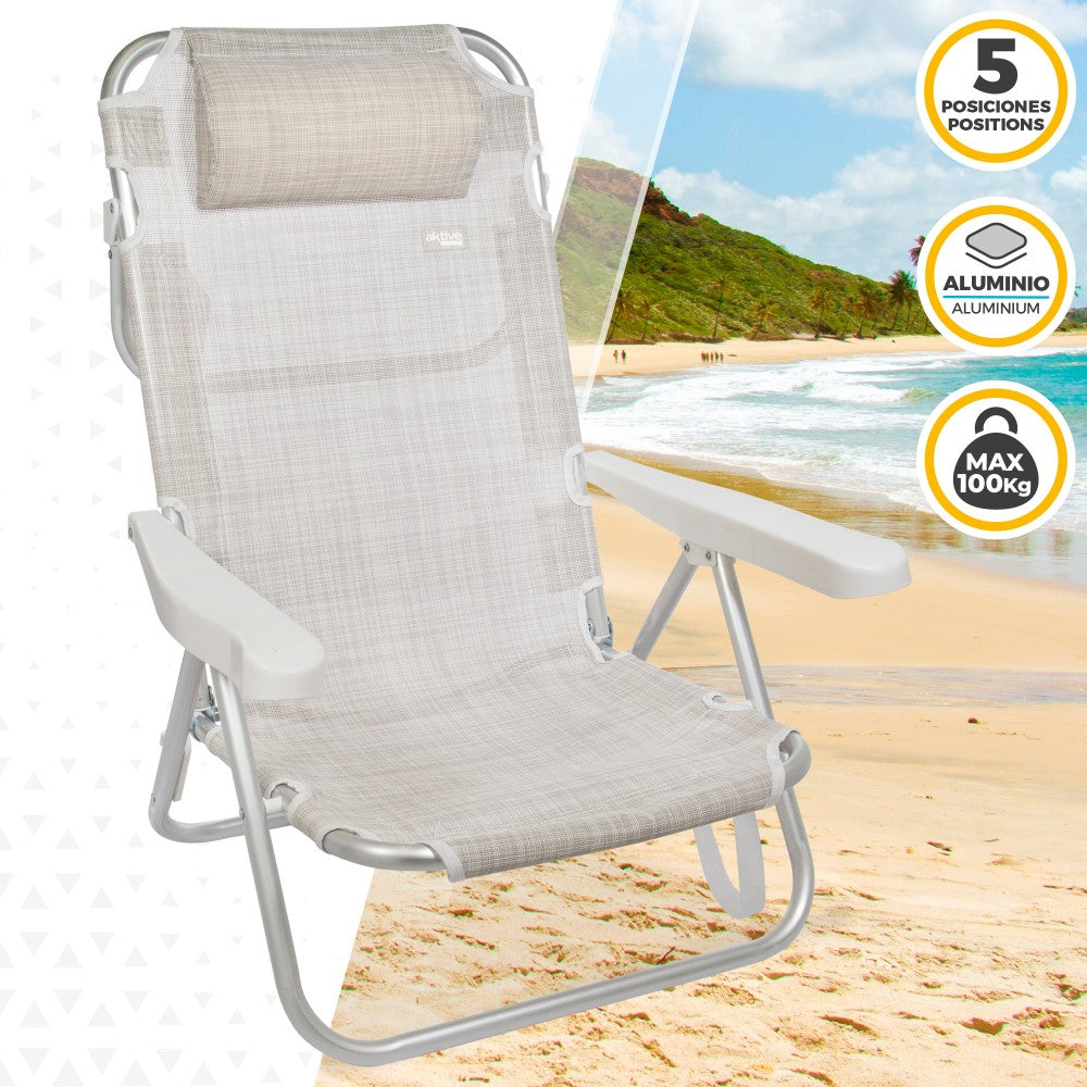 Aktive Silla Plegable Multiposición Beige C/cojín_1