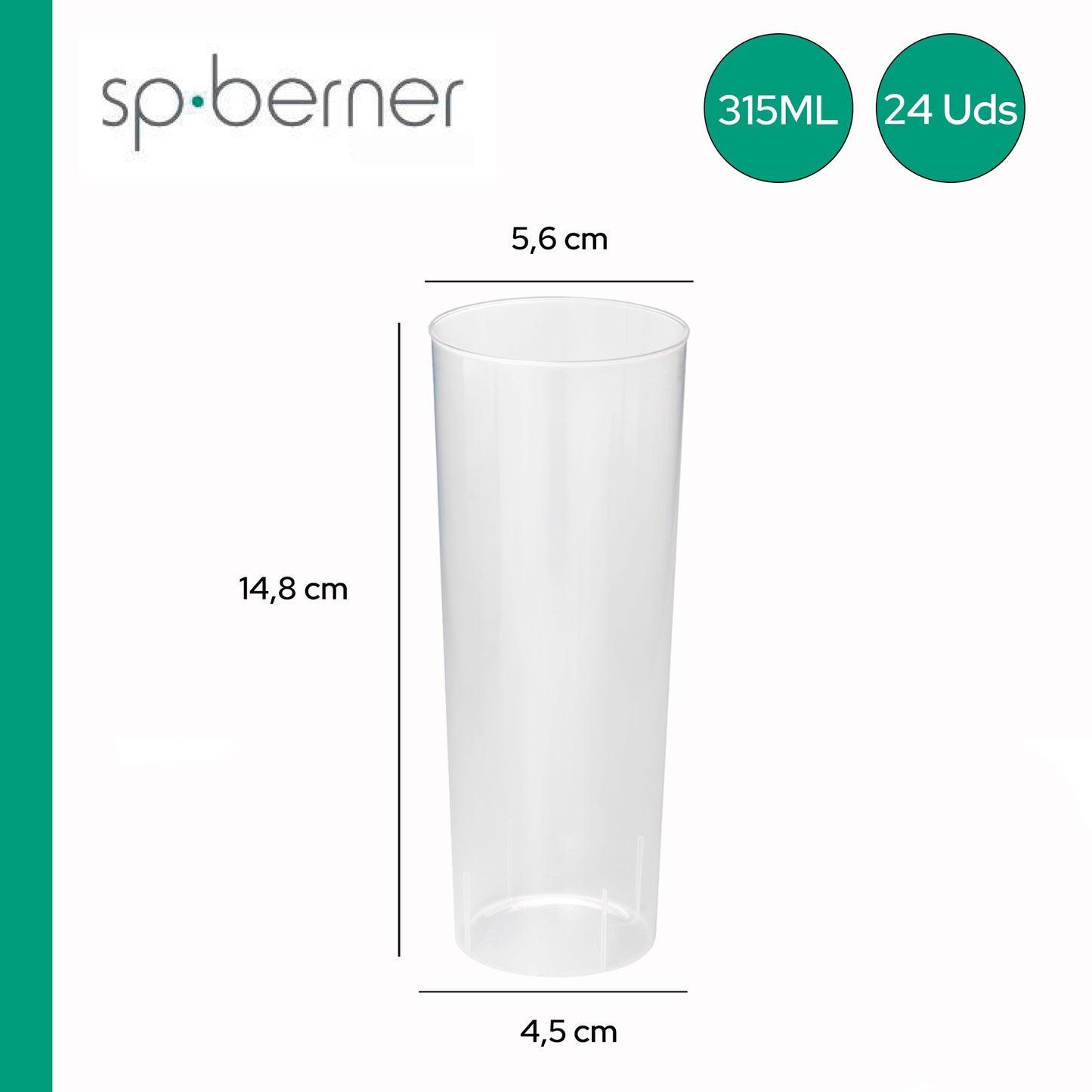 Pack De 24 Vasos Tubo Reutilizable 315ml