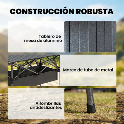 Outsunny Mesa Plegable Camping 93x55x68 Cm Con Red De Almacenamiento Negro_5