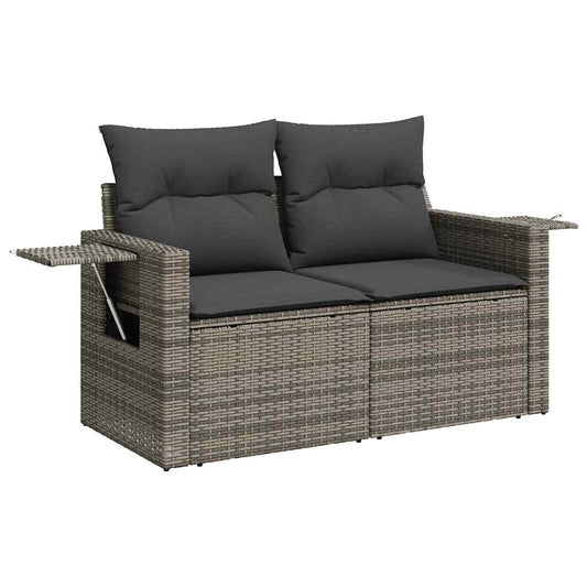 Set De Sofás De Jardín 7 Pzas Con Cojines Ratán Sintético Gris / Vetonek_0