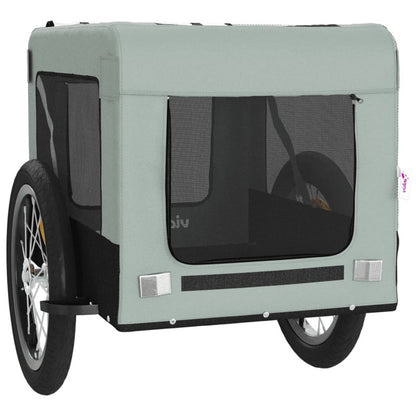 Vidaxl Remolque De Bicicleta Mascotas Hierro Tela Oxford Gris Negro_5