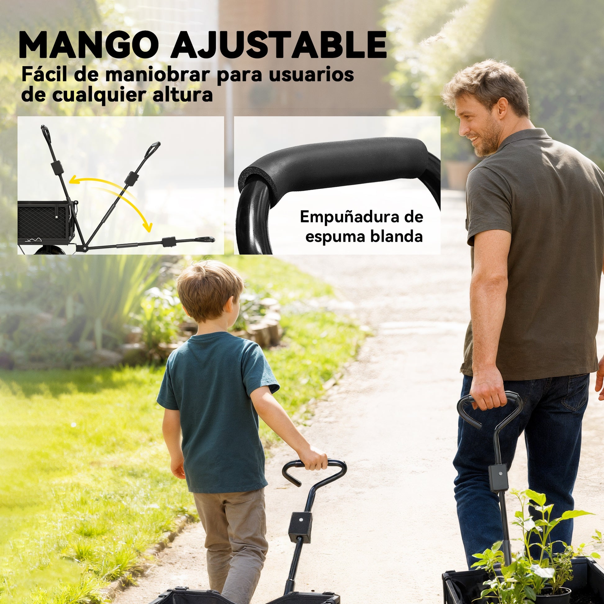 Outsunny Carrito De Jardín Con Ruedas Grandes_5