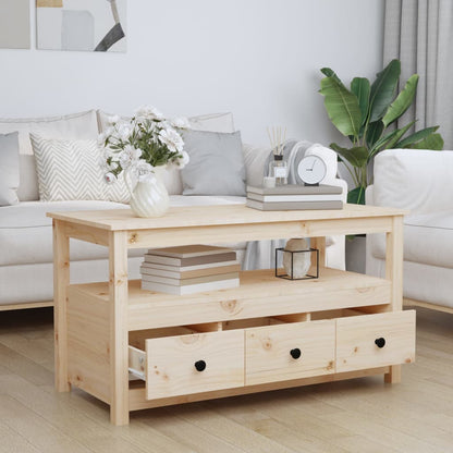 Mesa De Centro De Madera Maciza De Pino 102x49x55 Cm_1